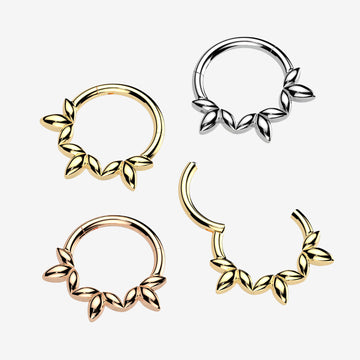 Detail View 1 of Olive Vine Leaf Clicker Hoop Ring